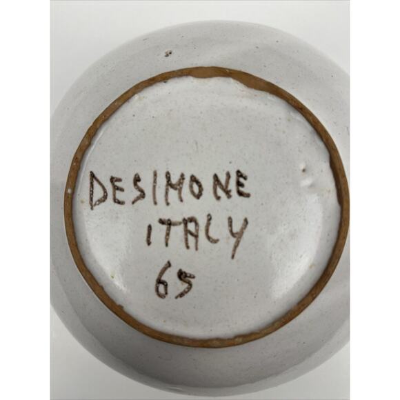 Desimone Italy Pottery Bowl Vintage Numbered MCM Hand Painted Goat Art 6.25 Inch - Picture 9 of 11